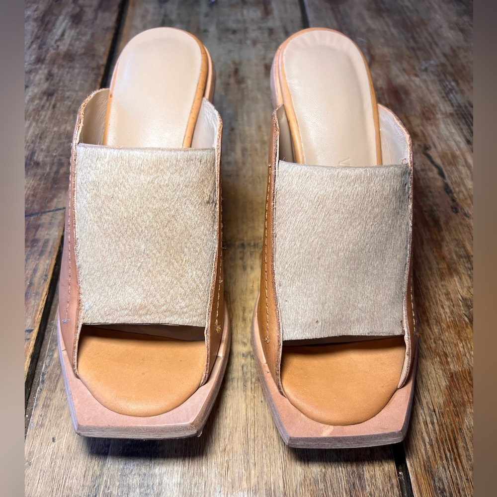 Wal & Pai | Womens Tomma Calf Leather Wedges, Sandals, Slides | 6.5, 37 | EUC